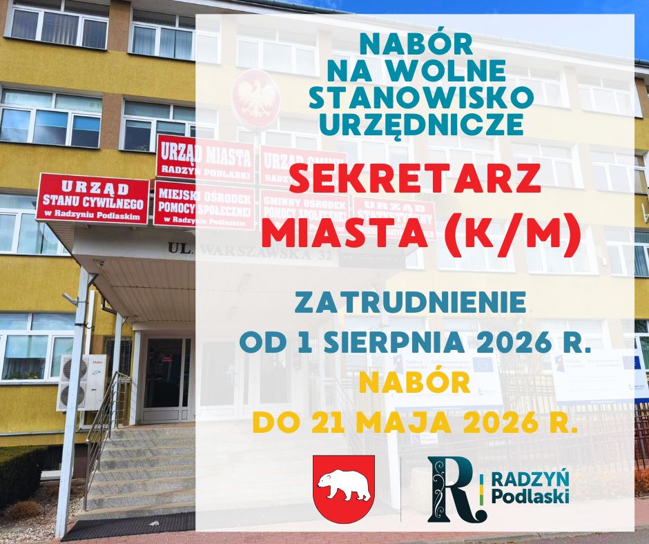 Ogłoszenie o naborze na wolne stanowisko urzędnicze: Sekretarz Miasta (K/M)
