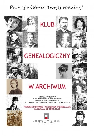 Klub Genealogiczny w Archiwum_plakat na spotkanie_A3