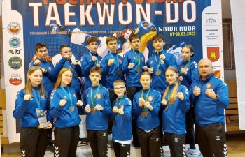 Medaliści Radzyńskiego Sportowego Centrum Taekwon-Do pierwszego dnia Pucharu Polski. Fot.: RSCT.